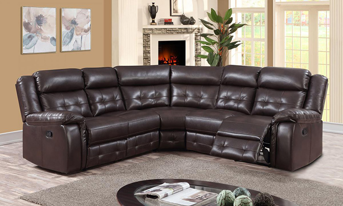 Cobalt Leatherlux Reclining Corner Unit